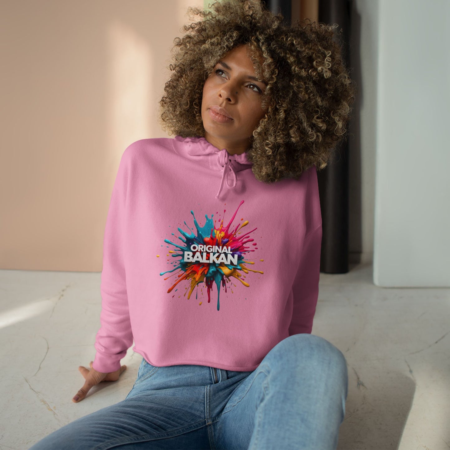 Original Balkan Splash Pink Cropped Hoodie product type