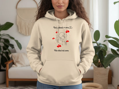 Cozy Hoodie with Messaging and Red Hearts Product Type