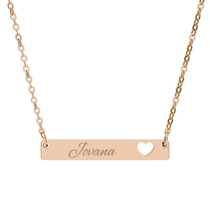Personalized Jovana Bar Necklace with Heart Design