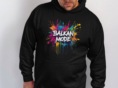 Balkan Mode Colorful Splatter Design Black Hoodie product type