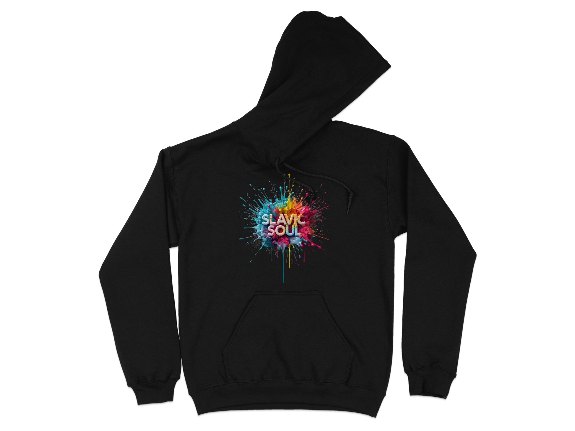 Black Slavic Soul Colorful Paint Splash Design Hoodie