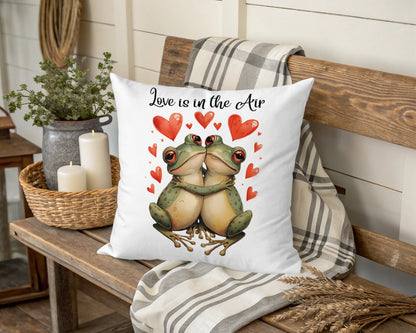 Love is in the Air Frog Couple Design Pillow