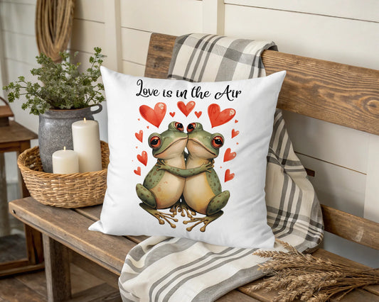 Love is in the Air Frog Couple Design Pillow