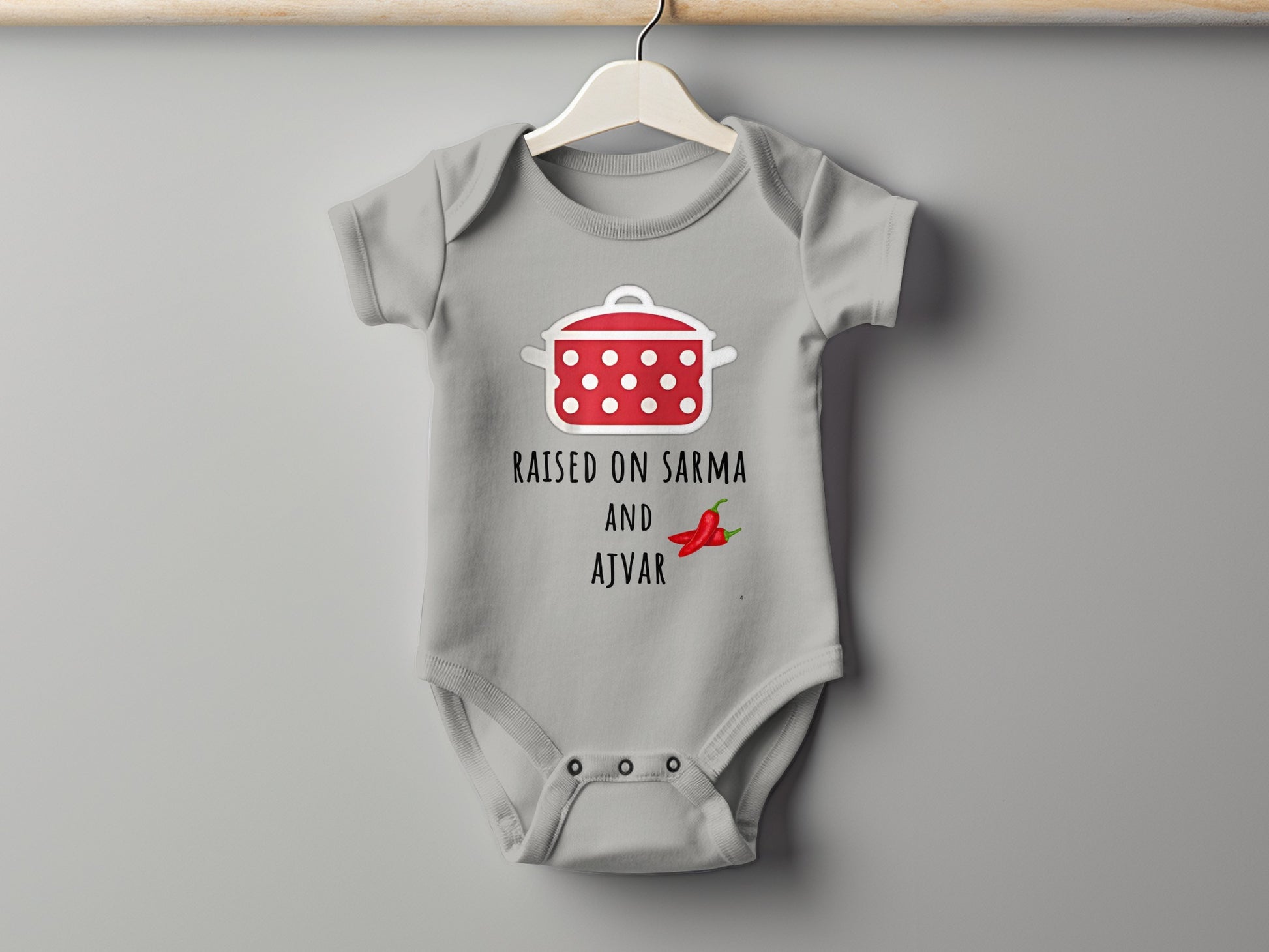 Raised On Sarma And Ajvar Text Print Baby Bodysuit product