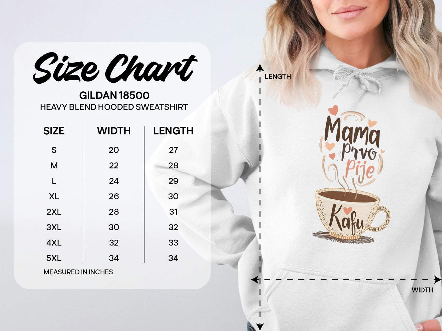 Mama Pro Pije Kafu Graphic Hooded Sweatshirt