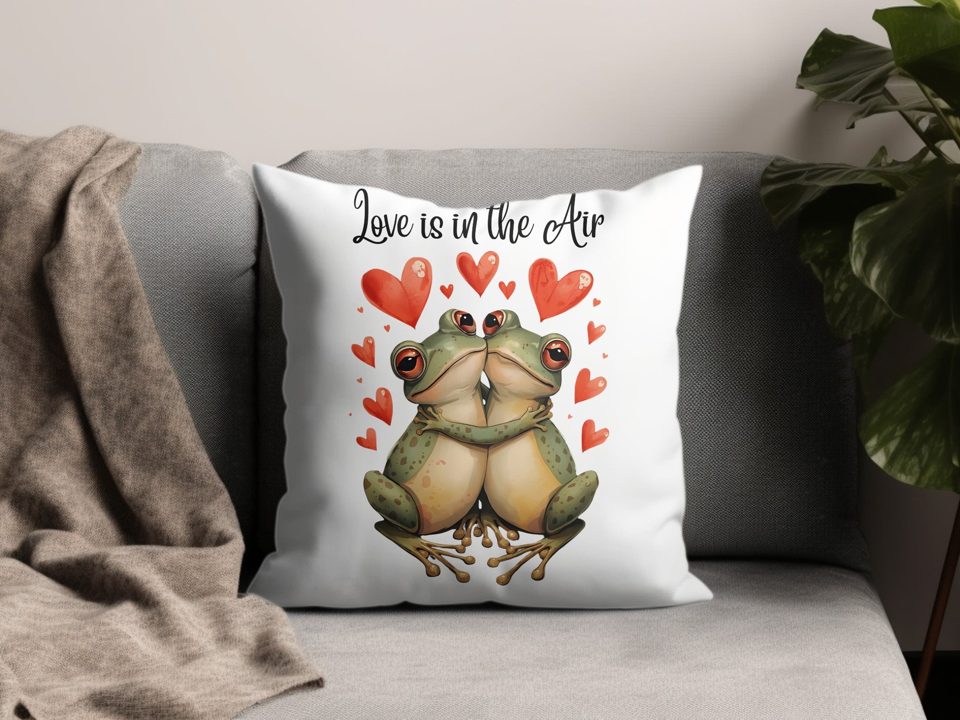 Love is in the Air Frog Themed Pillow