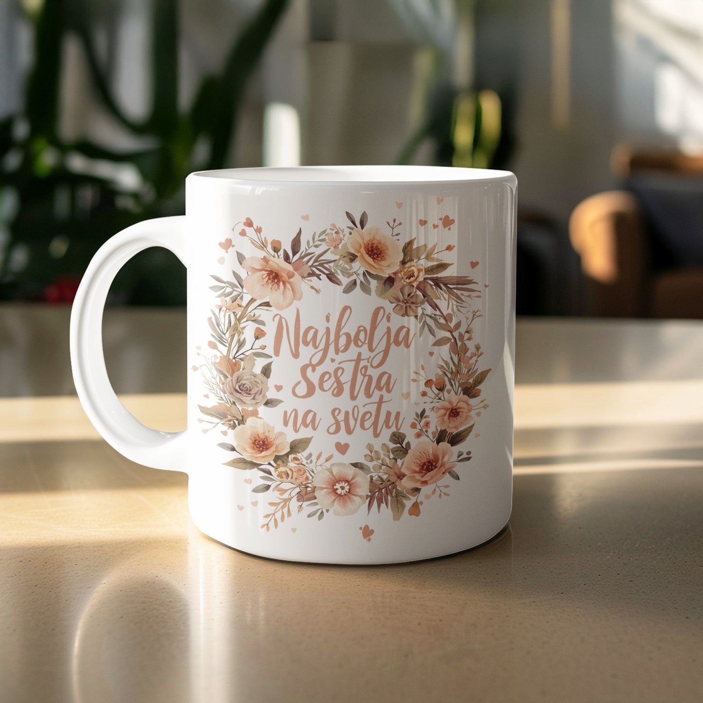 Najbolja Sestra Na Svetu Floral Coffee Mug
