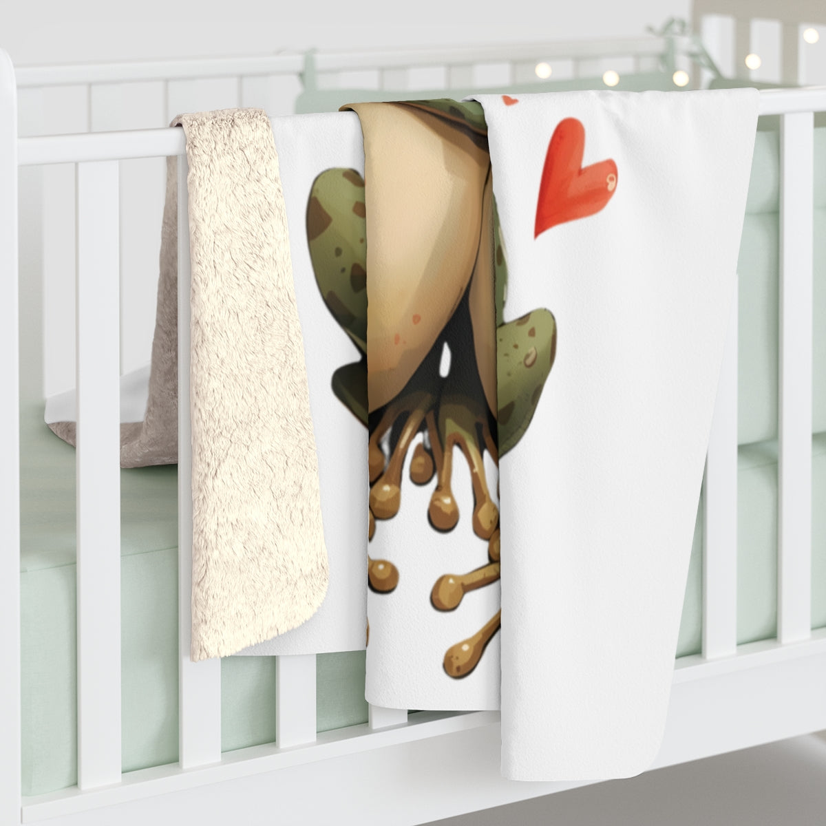 Cute Froggy and Heart Design Baby Blanket