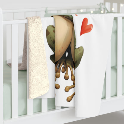 Cute Froggy and Heart Design Baby Blanket