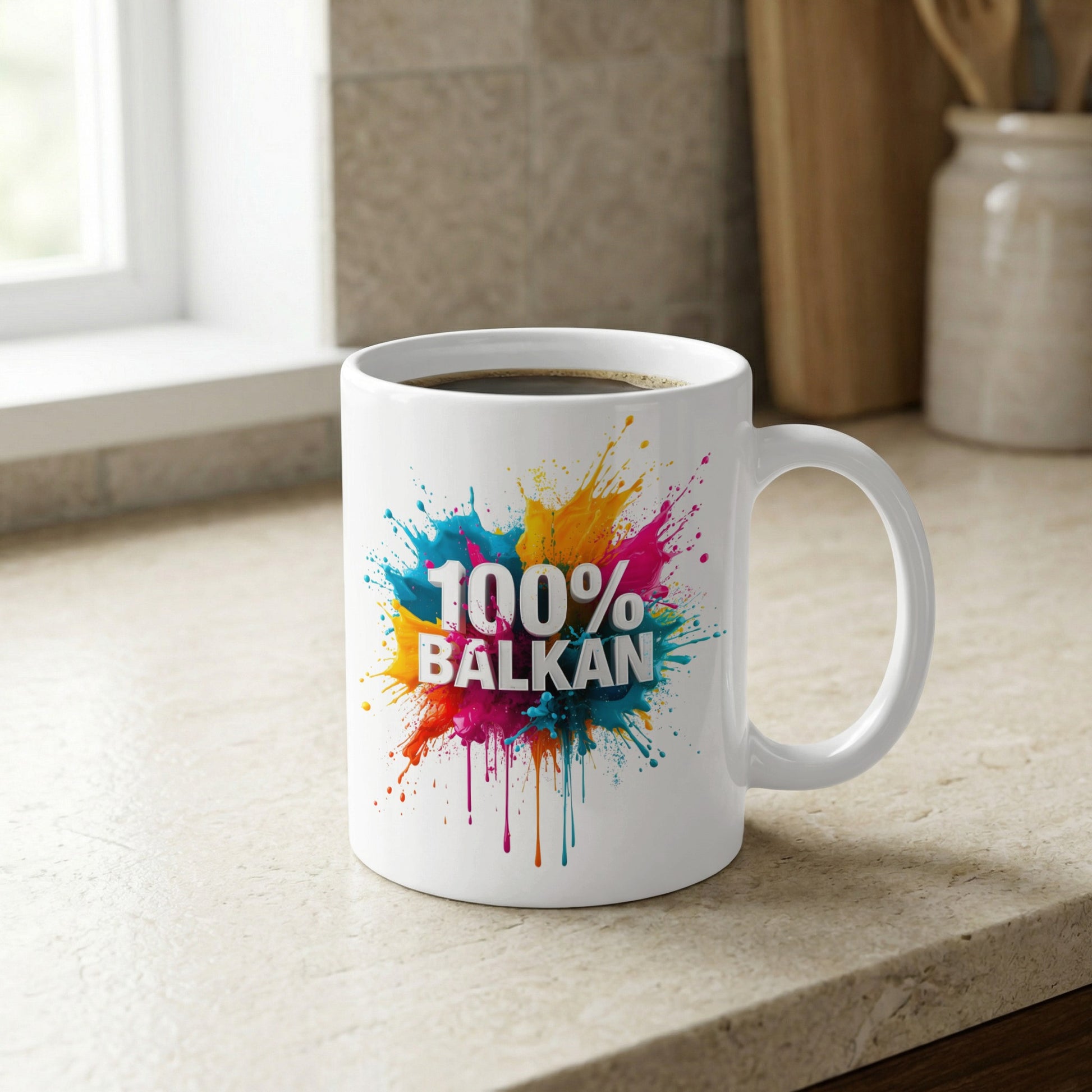 100% Balkan Colorful Paint Splash White Mug product type