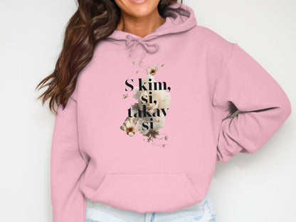 Floral Patterned Pink Hoodie product type