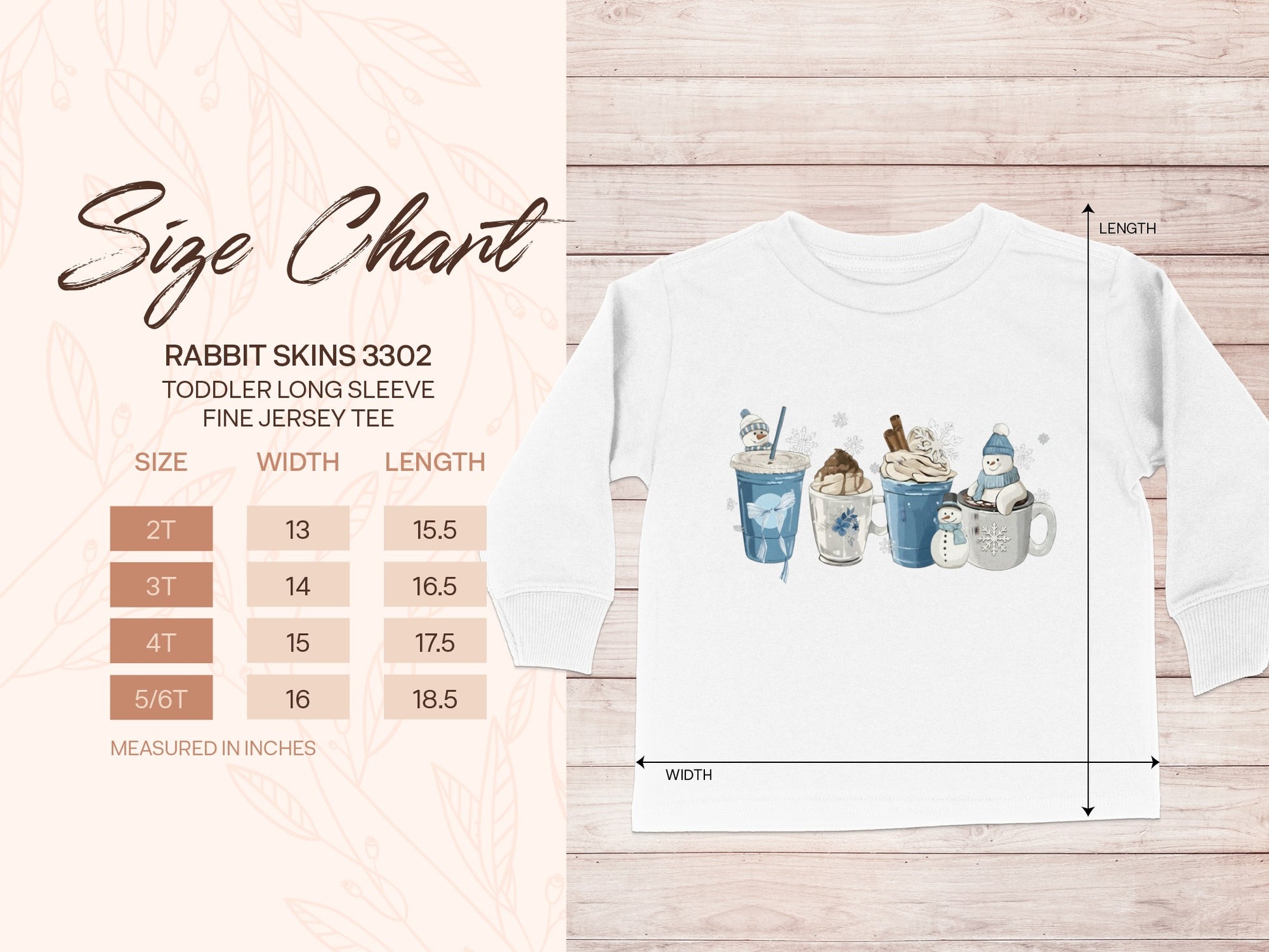 Cute Toddler Long Sleeve T-Shirt with Winter Mugs Design