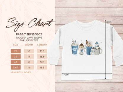 Cute Toddler Long Sleeve T-Shirt with Winter Mugs Design