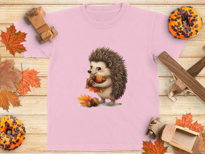 Hedgehog Holding Acorn Autumn Leaves T-shirt product