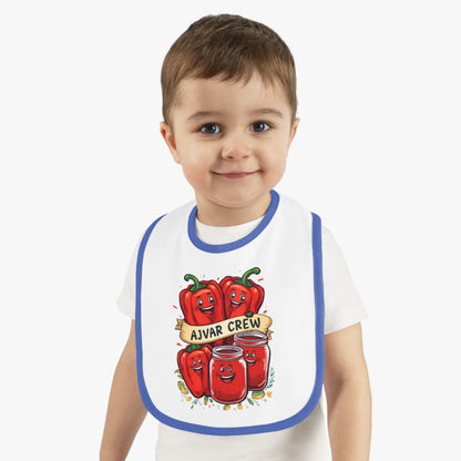 Cute Baby Bib with AJVAR CREW Design, Funny Bib for Toddlers, Baby Shower Gift, Infants' Feeding Accessories, Adorable Kitchen Bib