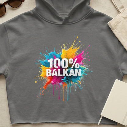 Gray 100% Balkan Colorful Splash Cropped Hoodie product type