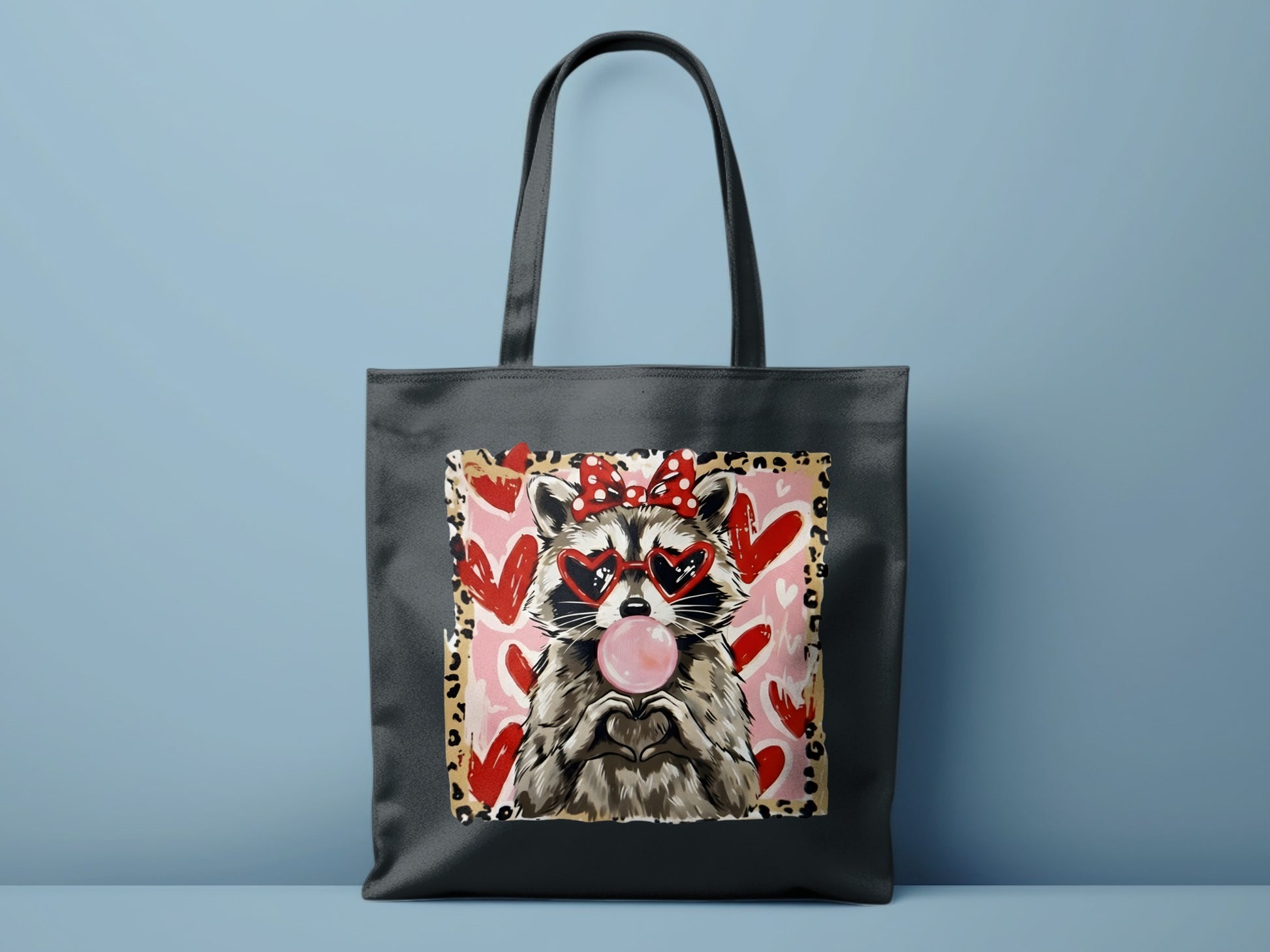 Cute Raccoon Heart Sunglasses Blowing Bubble Tote Bag