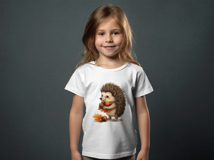 Adorable Hedgehog Autumn Leaves Print Kids T-Shirt product