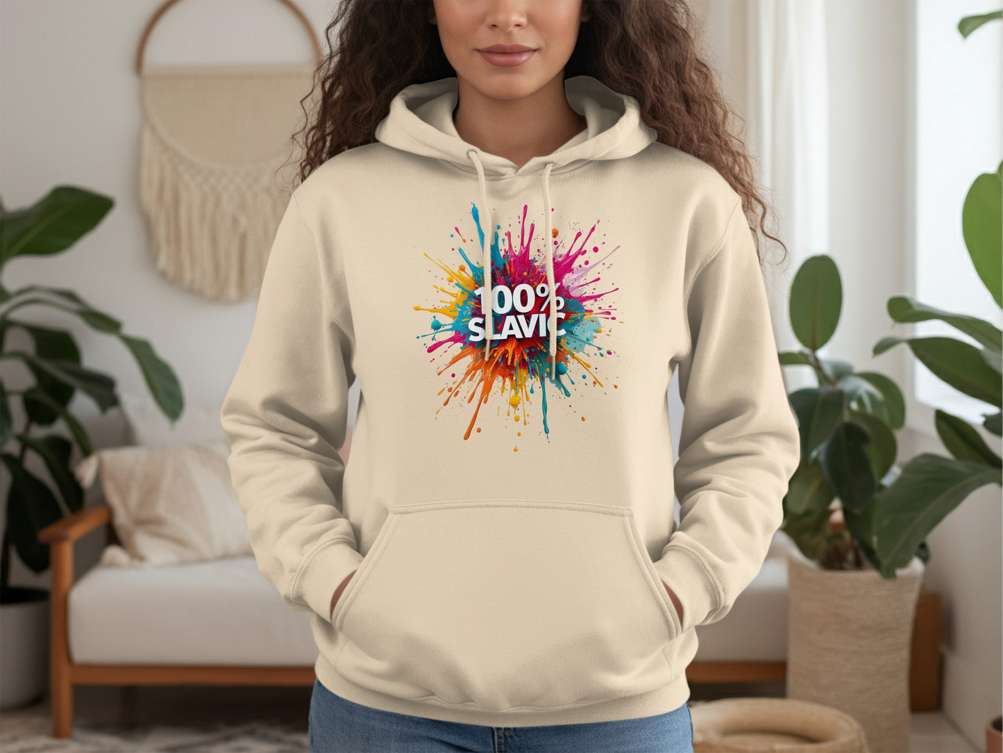 100% Slavic colorful paint splat art hoodie product type