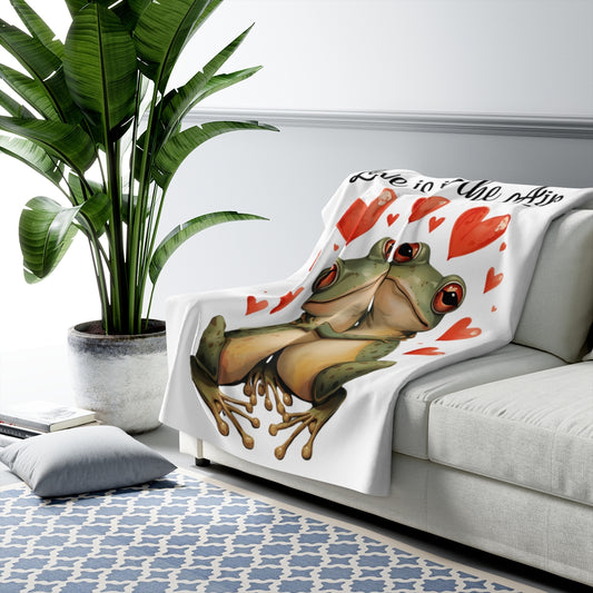 Frog with Hearts Love is in the Air blanket