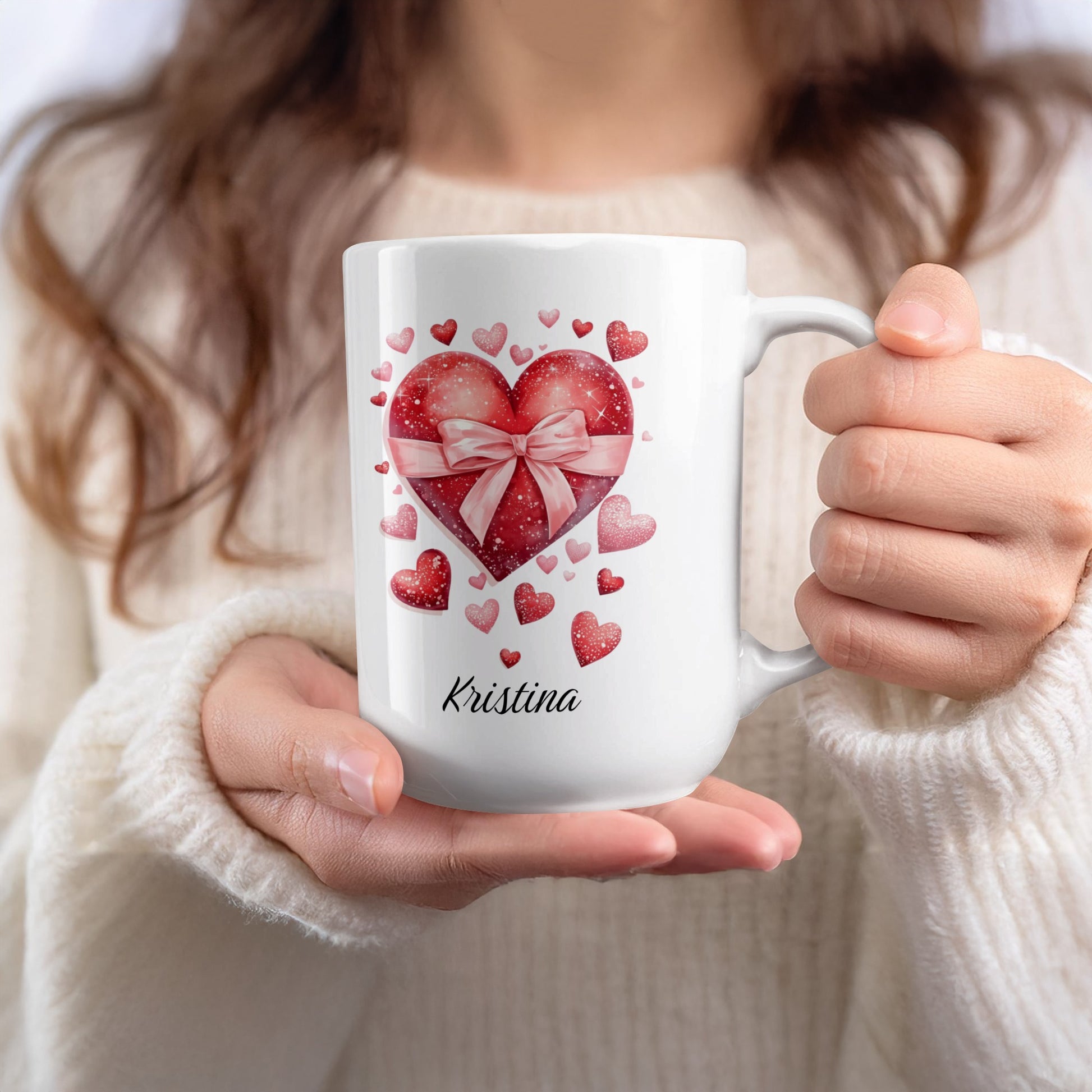 Personalized Heart Design Mug with Custom Name Kristina