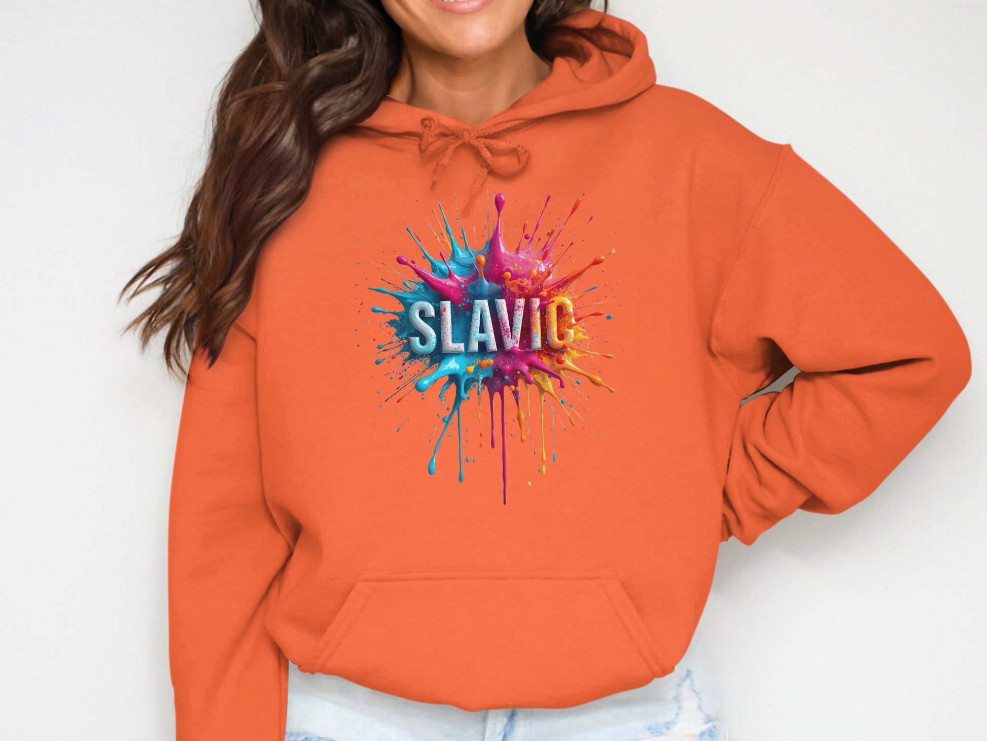 SLAVIC Colorful Paint Splatter Design Hoodie product type