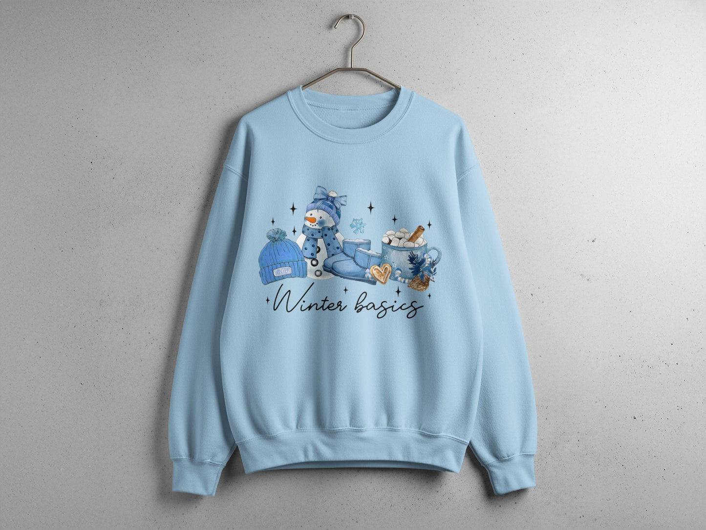Winter Basics Snowman and Blue Hat Sweatshirt