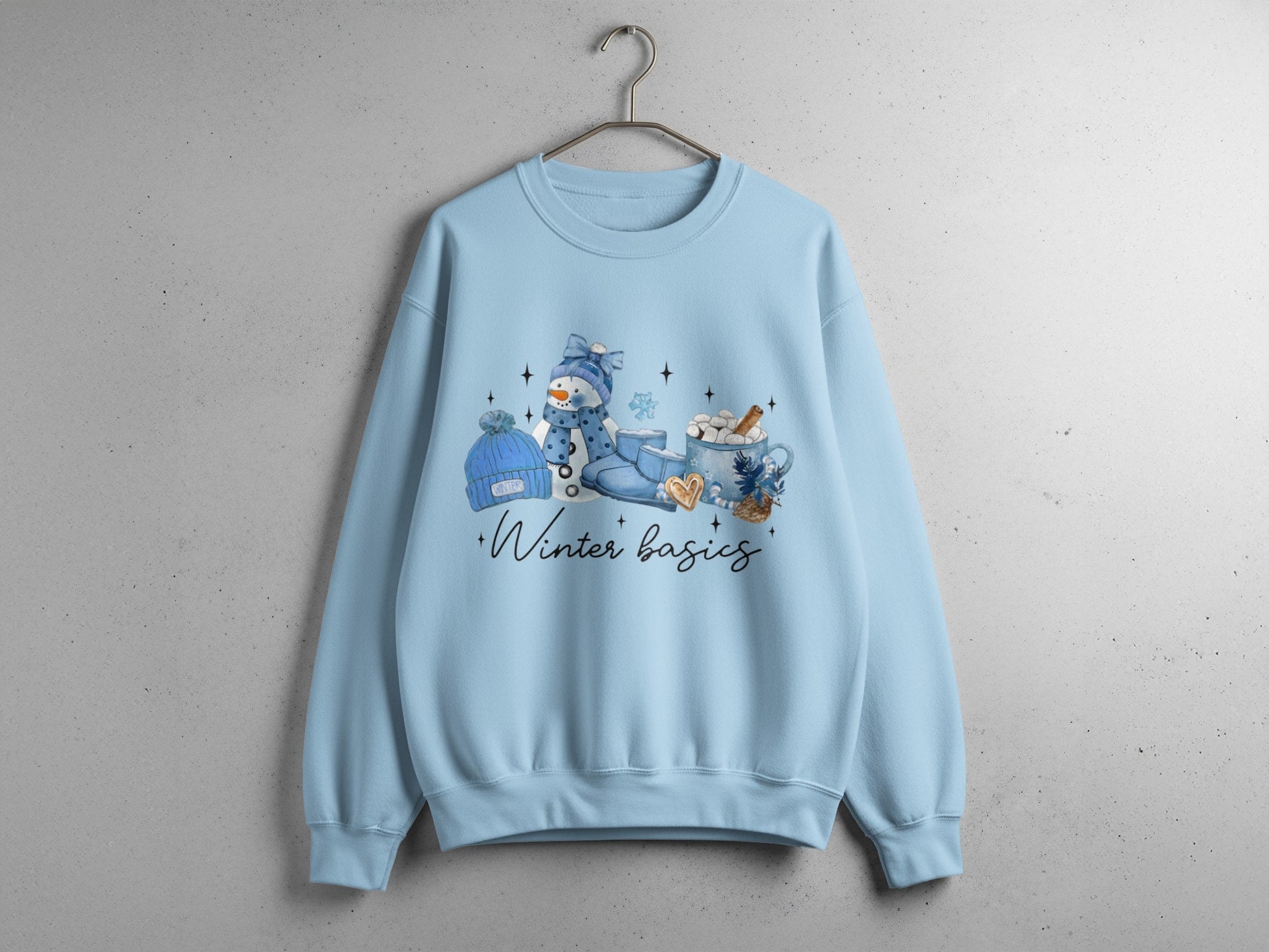 Winter Basics Snowman and Blue Hat Sweatshirt