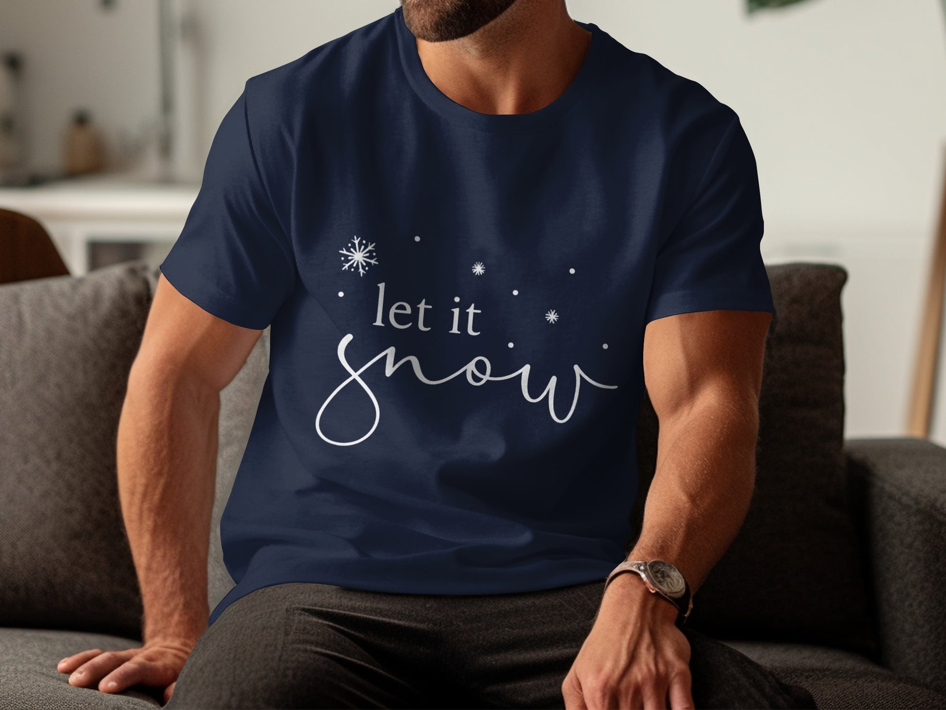 Let It Snow Text Print Men's T-shirt