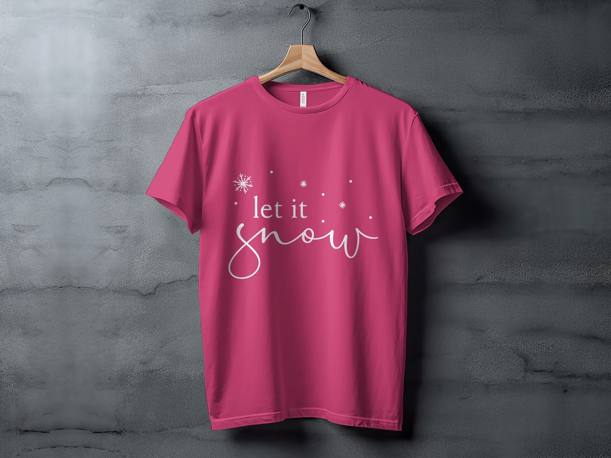 Let It Snow Holiday Theme Pink T-shirt