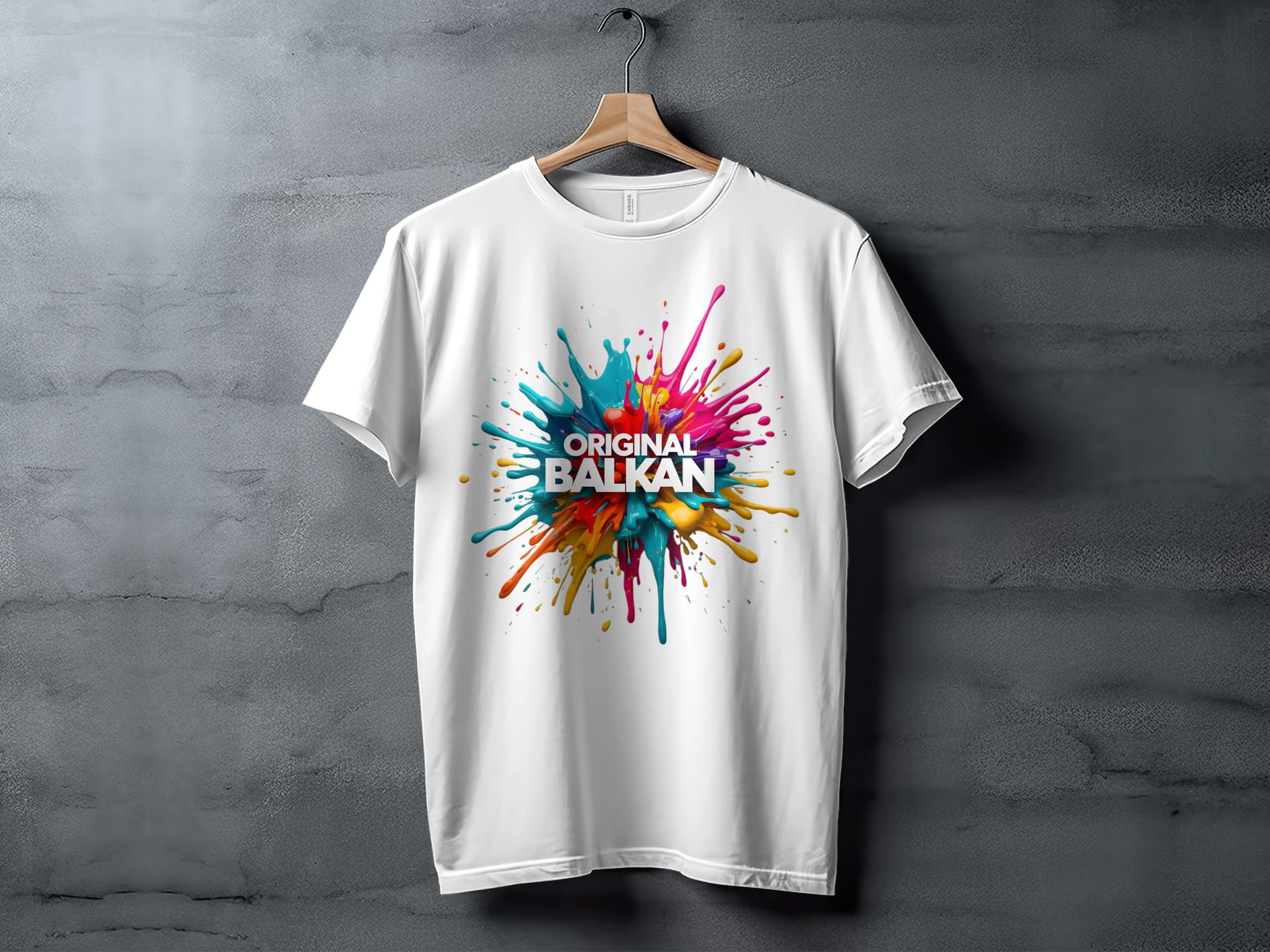 White Original Balkan Colorful Paint Splash Shirt product type