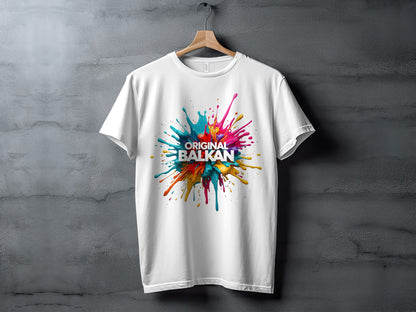White Original Balkan Colorful Paint Splash Shirt product type