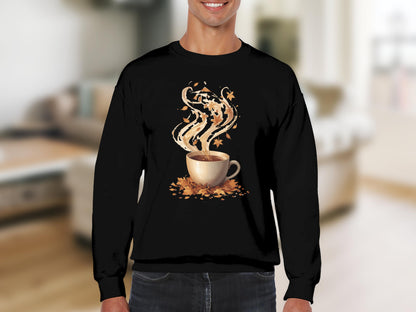Cozy Autumn Leaves and Coffee Design Sweatshirt product