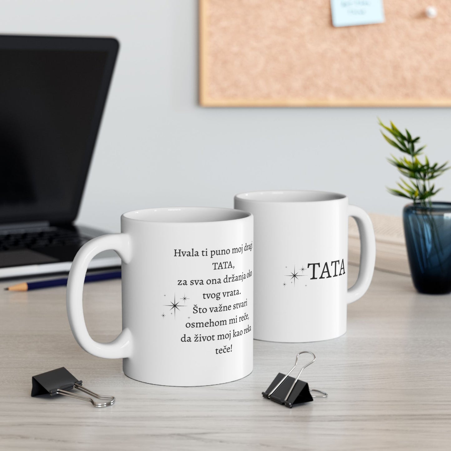 White mug with "TATA" and Croatian text about being a good father.