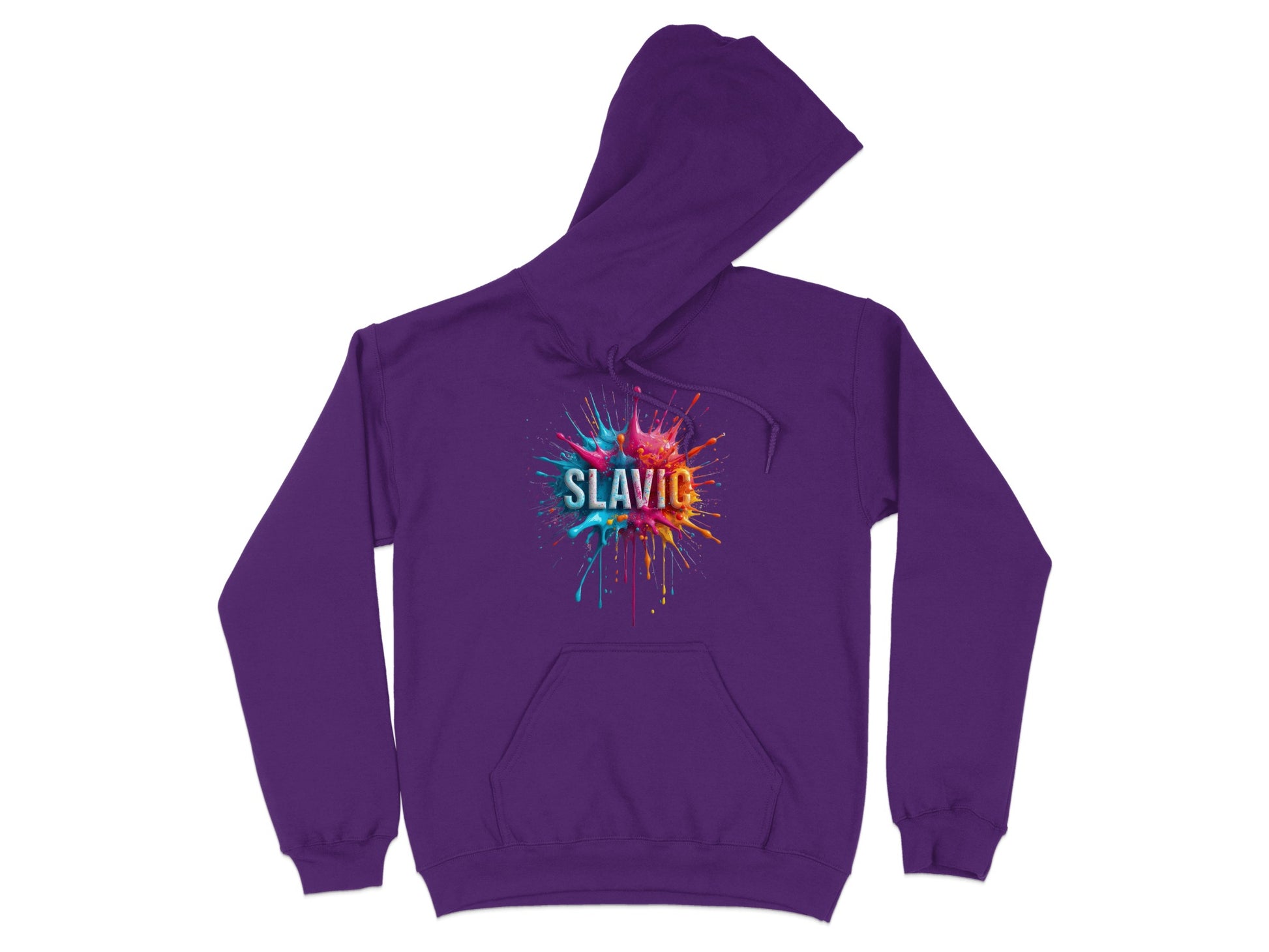 SLAVIC Colorful Paint Splash Design Purple Hoodie product type