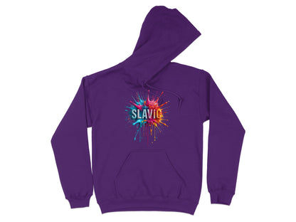 SLAVIC Colorful Paint Splash Design Purple Hoodie product type