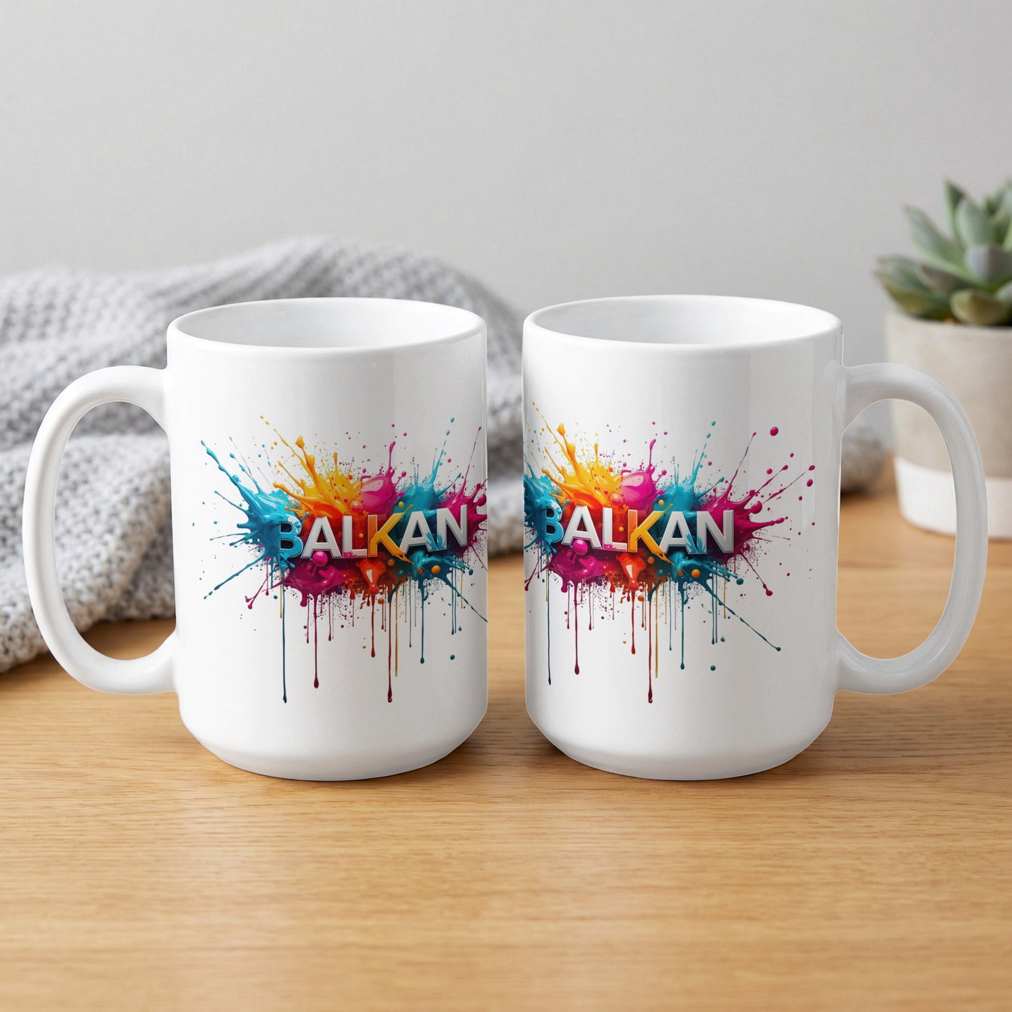Balkan Colorful Paint Splatter Design White Mug product type