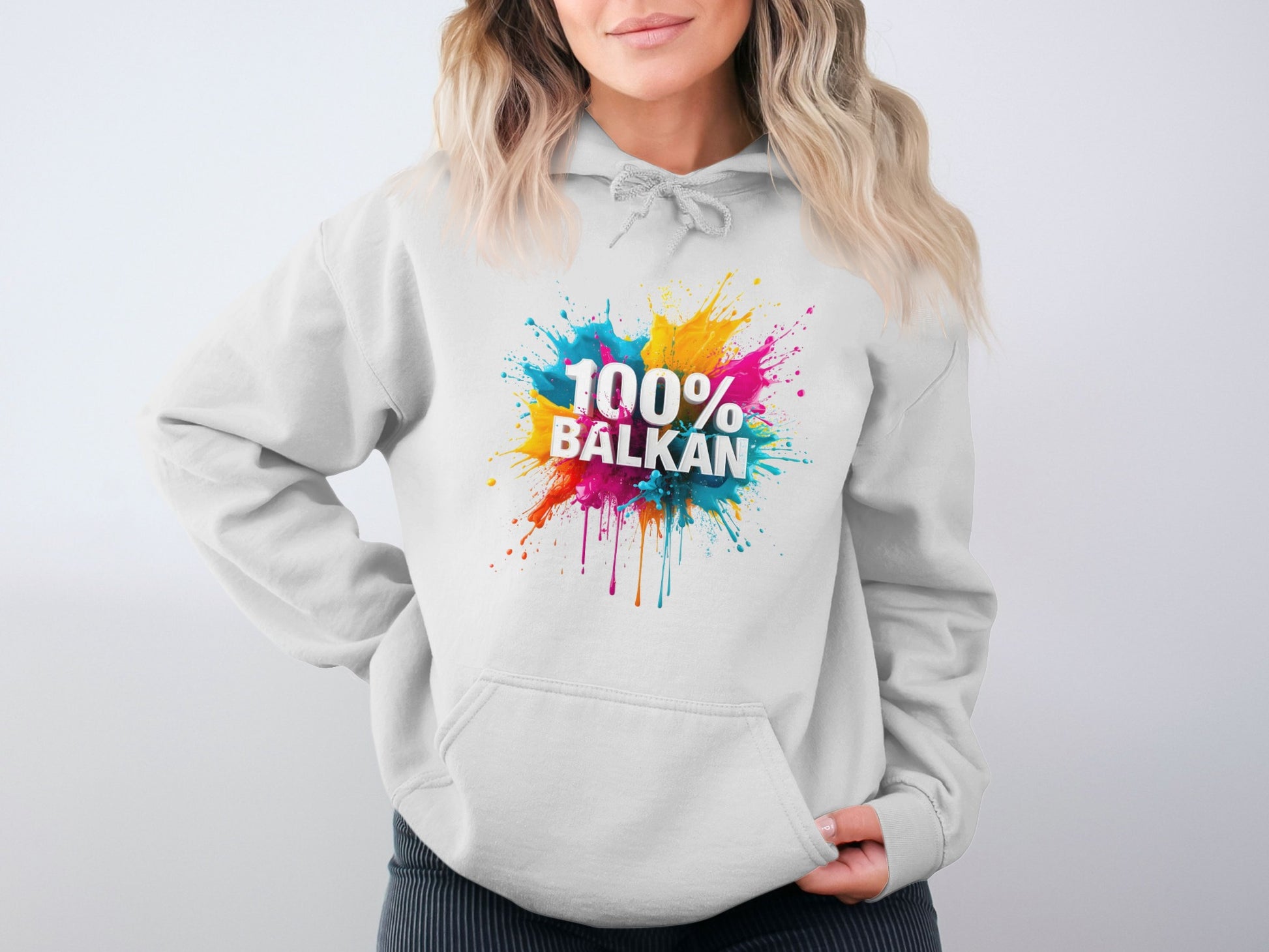100% Balkan Colorful Splatter Design Hoodie product type