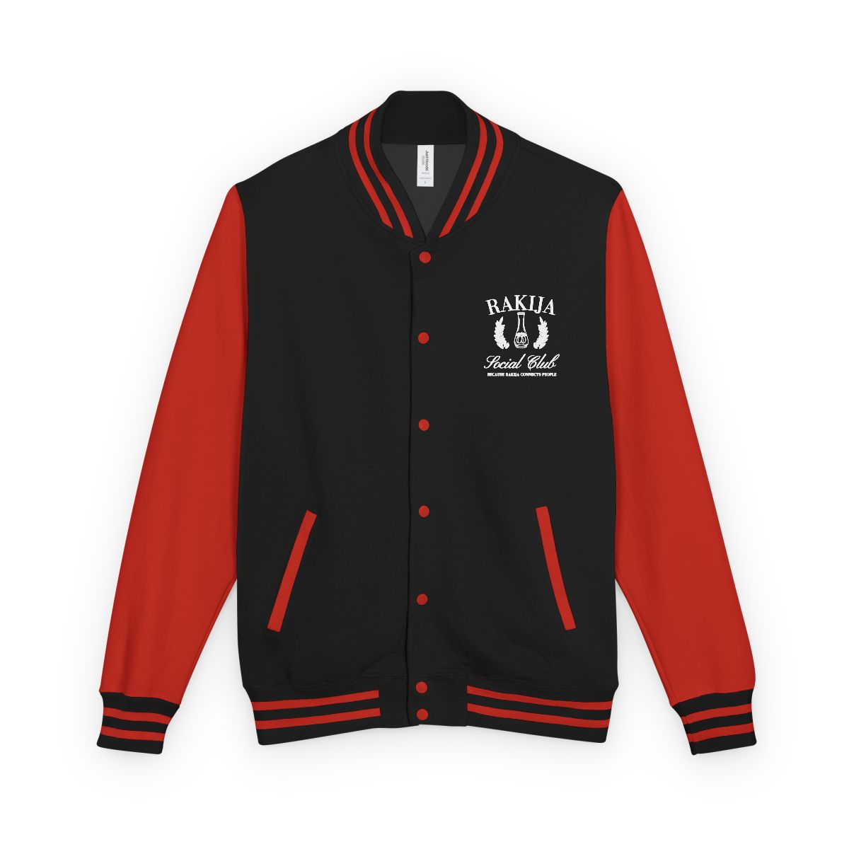 Rakija Social Club Black and Red Varsity Jacket