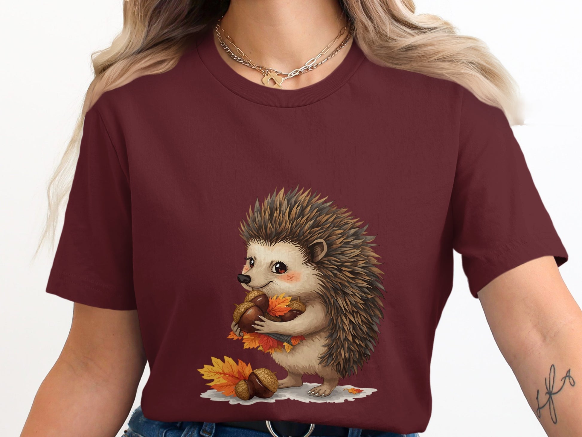 Cute Hedgehog with Acorns Graphic T-Shirt product