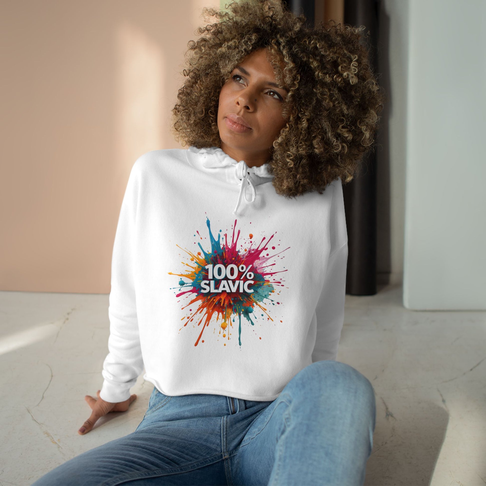 100% SLAVIC Colorful Paint Splatter Cropped Hoodie product type