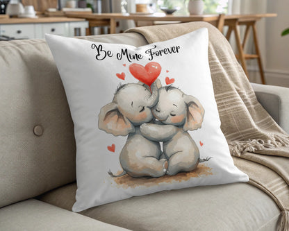 Be Mine Forever Elephant Valentines Day Cushion