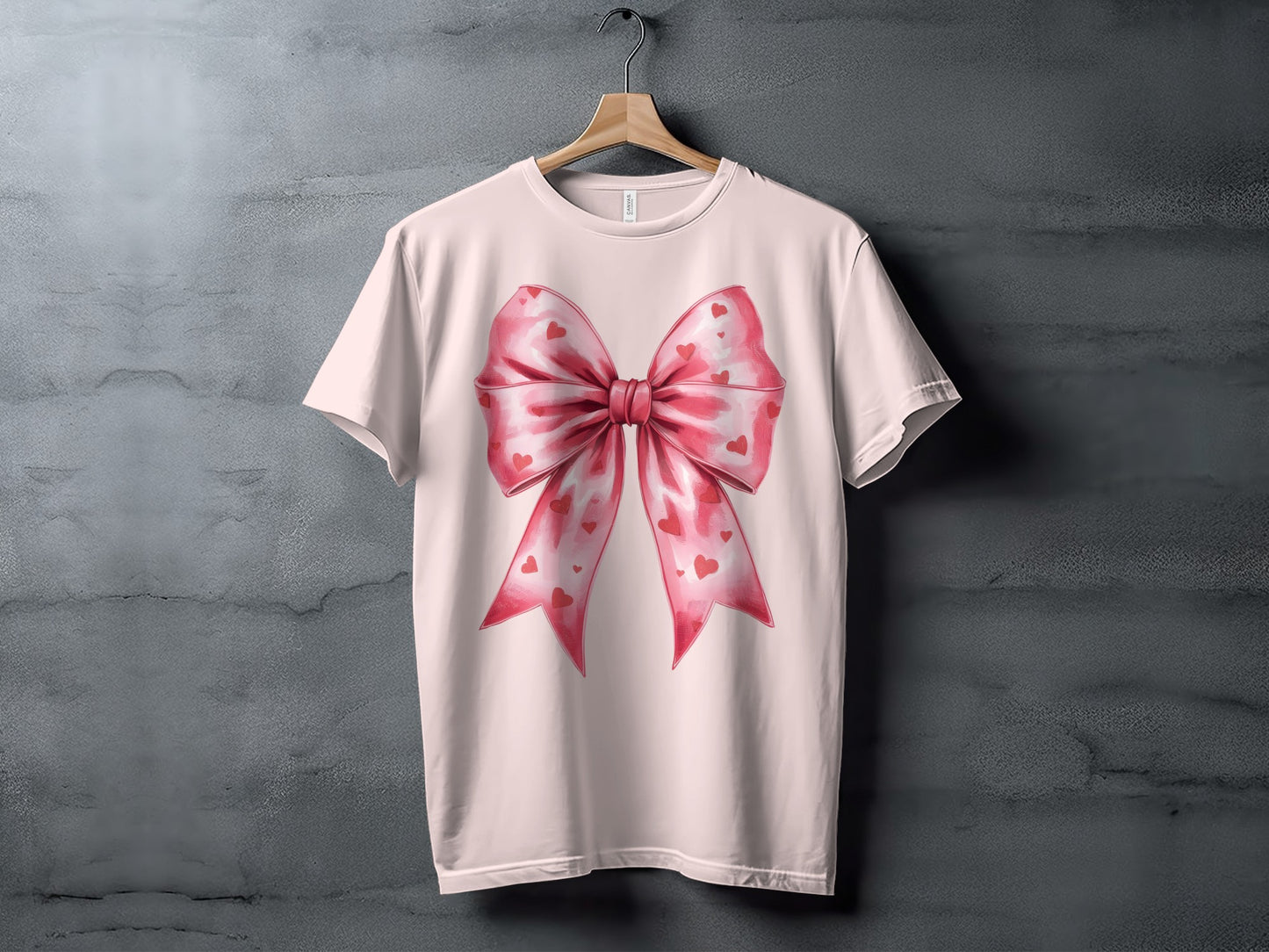 Pink Heart Bow Design Graphic Tshirt Product