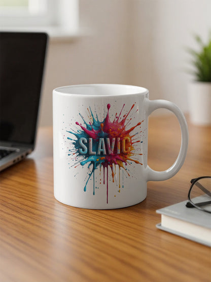 Colorful Paint Splash Slavic Word Design Mug product type