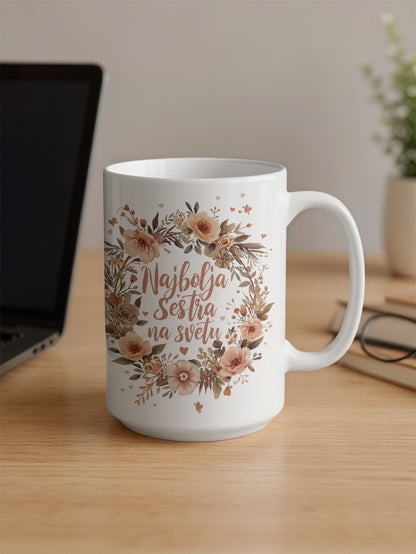 Najbolja sestra na svetu floral design mug