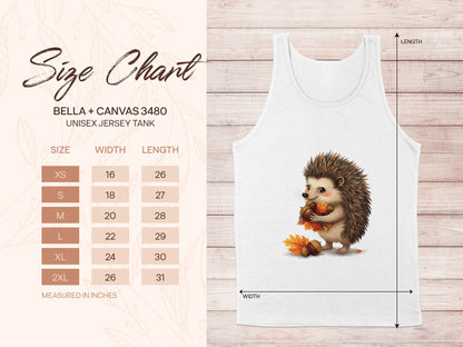 Hedgehog with Autumn Leaves Printed Unisex Jersey Tank product