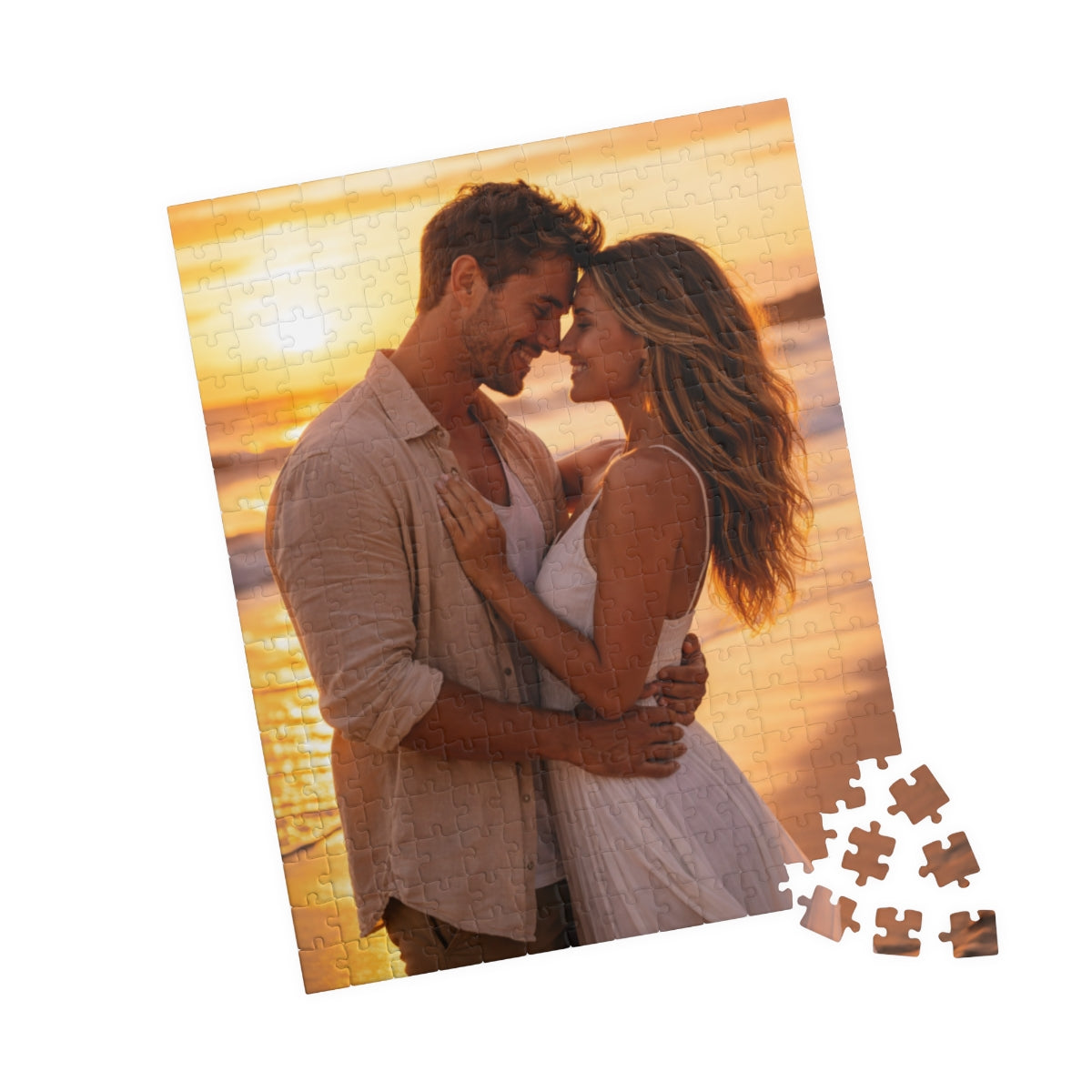 Romantic Sunset Couple Custom Jigsaw Puzzle