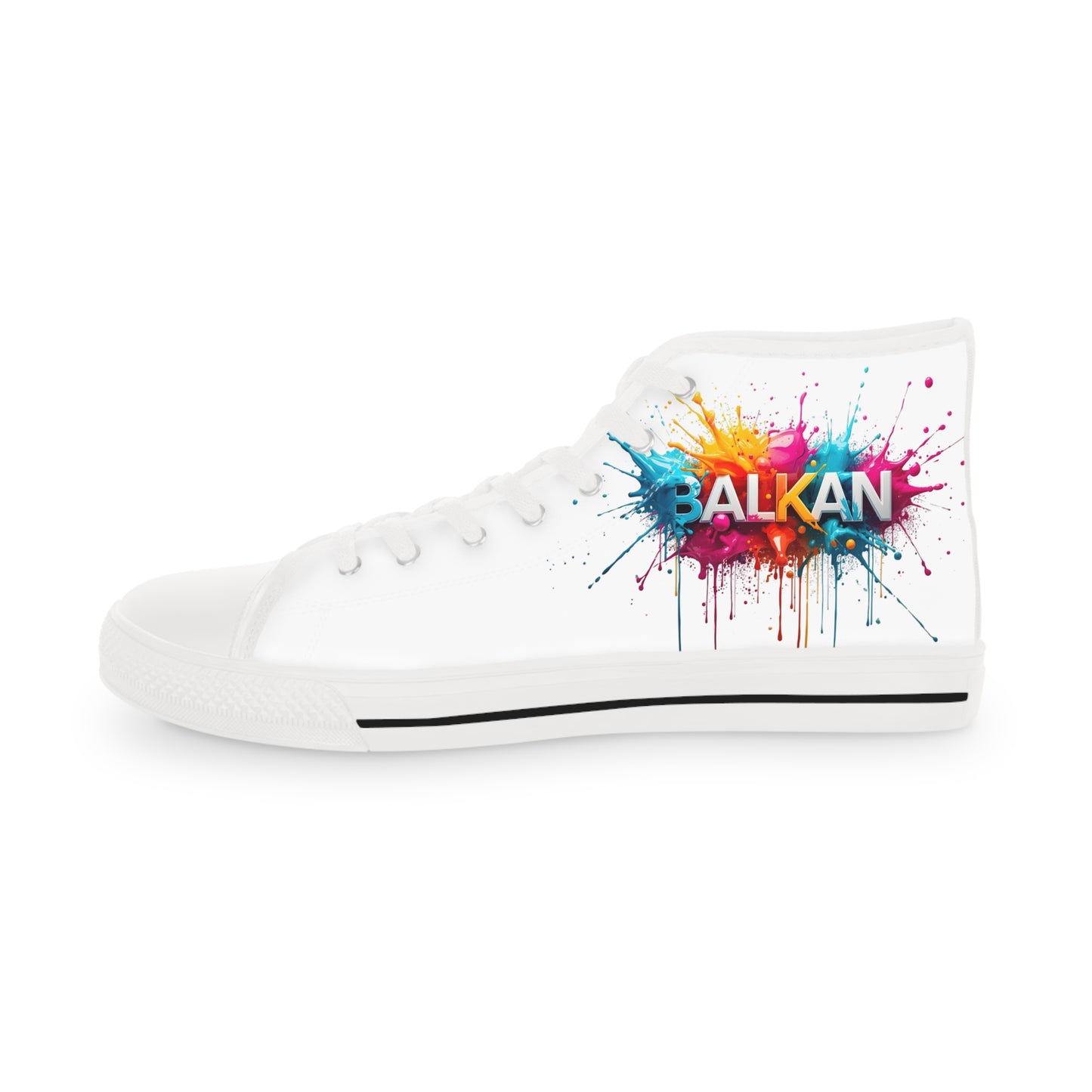 High Top Sneakers — Color Splash 'BALKAN' Graphic Men's Canvas Shoes
