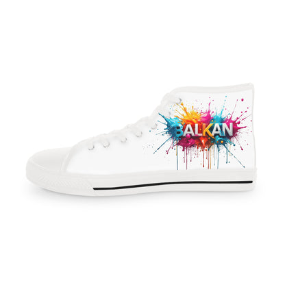 High Top Sneakers — Color Splash 'BALKAN' Graphic Men's Canvas Shoes