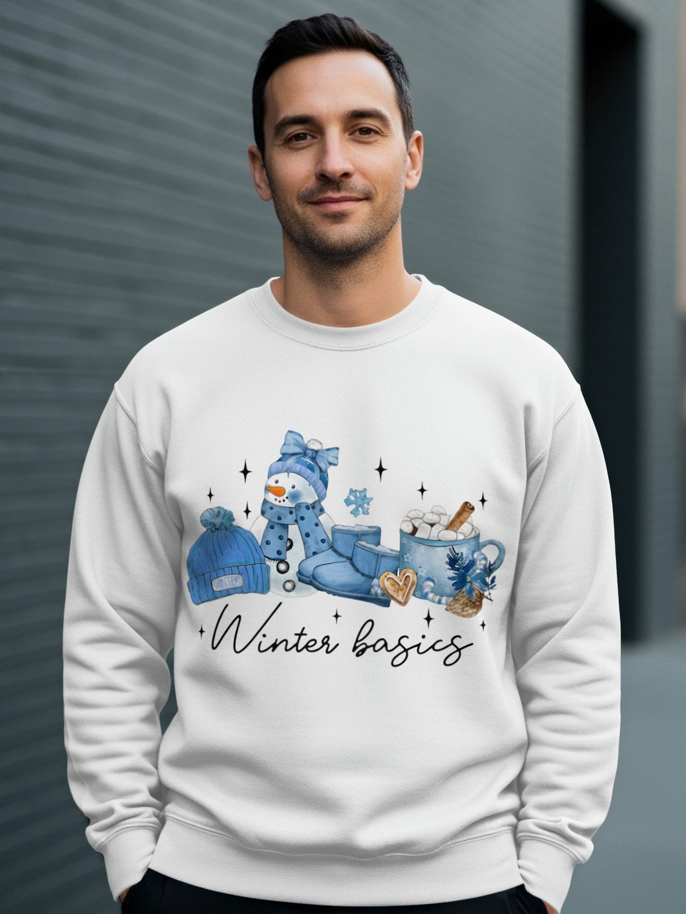 Winter Basics Cozy Snowman and Gifts Graphic Sweatshirt